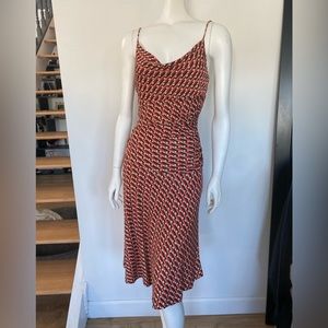 Vtge Diane Von Furstenberg silk jersey rushed waist, cowl neck, circular skirt 4